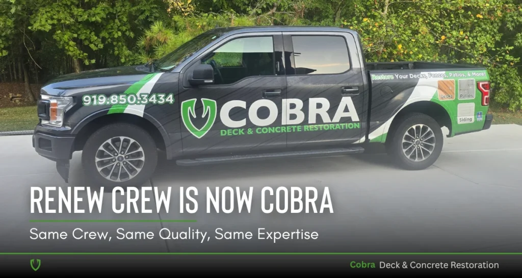 Large photo of a Cobra Deck & Concrete Restoration Ford work truck.