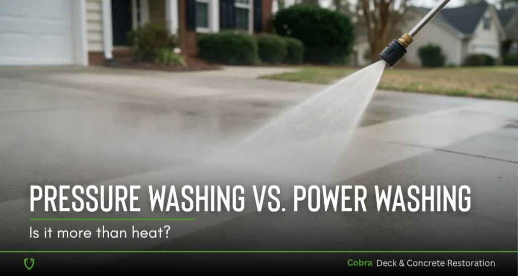 Pressure washing a concrete driveway in North Carolina